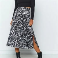 Suknje za žene za žene Solid Fashion Leopard Print Šifon Print prorez Visoko struk suknje Midi suknje