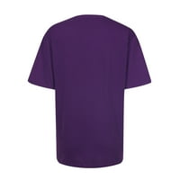 Rewenti Women Short rukavi Crewneck Ispis u obliku srca Ležerne prilike za bluze Majica Purple 10