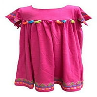 Djevojke za bebe Fuchsia etnički motiv Ispis Oskraćene haljine