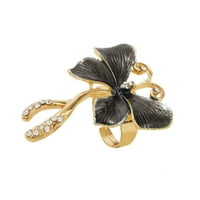 Slatki ženski prstenovi leptir rhinestone u položenom prstenu kreativni jednostavni prsten za djevojčice i žene otvorene prstenove zvona crna