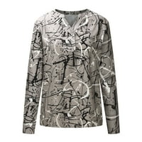 Voncos Women dugih rukava bluza majica - V vrat tiskani modni klirens jesen i zimske casual bluze za