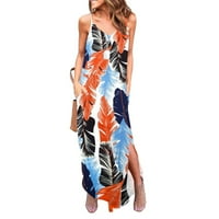 TAWOP ženski ljetni casual bez rukava V izrez Strappy Split Loose haljina plaža Pokrijte duge CAMI Maxi