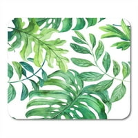 Šareni botanički akvarel tropski listovi Zelena grana crtež egzotična ruka mousepad jastučića miša
