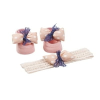 Baby Girl Newborn Poklon setovi, čipka Crochet Trake za glavu + Bowknots Socks Princess Odjeća za odjeću
