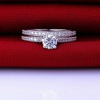 ANVAZISE Prsten sjajni kubni cirkonijski pozlaćeni srebrni romantični par prstenje za vjenčanje