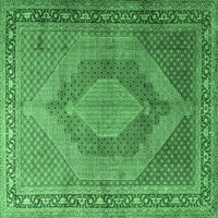 Ahgly Company Zatvoreni kvadratni medaljon Smaragd zelene tradicionalne prostirke, 4 'kvadrat