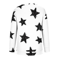TUPHREGYOW ženska baggy comfy rukavac pulover slobodno vrijeme podudaranje na vrhu Trendy debelo meka zvjezdani print okrugli vrat Slouchy duksela bijela m