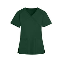 Ženske vrhove Ženska bluza s kratkim rukavima, puna ruka V-izrez TEE ljetni bluze zeleni xl