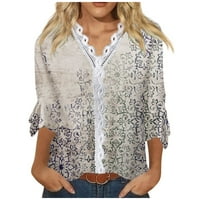 Bazyrey plus dukseri za žene plus veličine dugih rukava trendi cvjetni ispis labavi bluze V-izrez casual