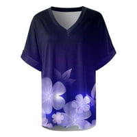 Ljetne majice za žene opušteno ublaženo Fit V-izrez TEE ljetni grafički tee vrhovi kratkih rukava bluza,