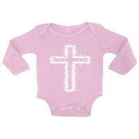 Newkward Styles bijeli križ dječji bod za dugi rukav za dugi rukav za bebe Christian Christian Cross