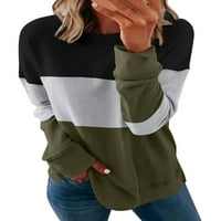 Paille Womens Colorblock Duksev, Ležerne prilike pulover s dugim rukavima S-XXL Black XL