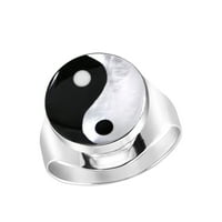 Duhovna ravnoteža yin i yang simbol crni onkalni Sterling srebrni prsten-8