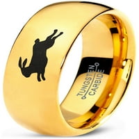 Tungsten zečji zečji trčanje zečevi prsten za prsten za žene žene udobnost FIT 18K žute zlatne kupole