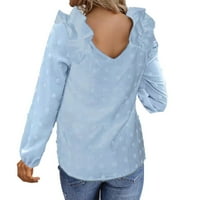 Ženska ljetna modna košulja Casual Chiffon Elegant Top Bluza Dugi rukav Ležerne prilike V izrez Bluza
