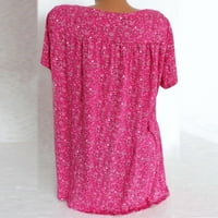 Gyouwnll Womenske majice T-majice za žene Žene plus veličina kratkih rukava V-izrez za ispis bluza pulover