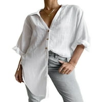 Glookwis Ladies Roll rukava za bluze casual majice Elegantna nepravilna ruba tunika košulje dugine čvrstih