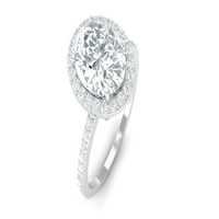 Klasični ovalni moissitni zaručnički prsten sa halo za žene, srebrna srebra, SAD 10,50