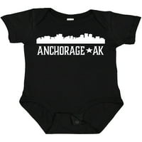 Inktastična sidrka Aljaska Skyline Silhouette Travel Gift Baby Boy ili Baby Girl Bodysuit