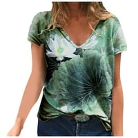 Ležerni vrhovi za žene Ljetne trendi postrojenja Cvijeće tiskanje kratkih rukava majice V-izrez casual