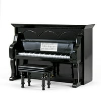 Minijaturna napomena Muzički Hi-sjaj crni uspravni klavir sa klupama - Greenseves