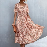 Ženska ljetna modna modna floralna print kratkih rukava haljina haljina m