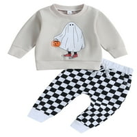 Musuos Baby Boy Halloween odijelo Ghost Ispis Pulover Duks vrhovi Jogger Hlače