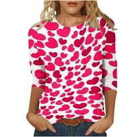 Amtdh Žene vrhovi modne majice za majice za djevojke Love Hearts Grafički pulover Raglan Crewneck majice dugih rukava za žene zaljubljene Y2K ružičaste ružičaste ružičaste