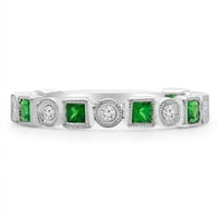0. CTW Okrugli zeleni Tsavorit Vintage polu-vječnosti godišnjica vjenčani prsten za vjenčanje u 18k