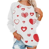 Košulja za žene zaljubljene ljubavne srčane grafičke grafike dugih rukava majice casual crewneck raglans