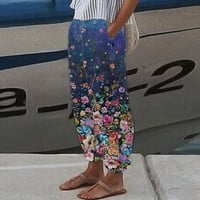 Dyegold Ljetne hlače Žene Ležerne prilike Cvjetni ispis Elastični struk široke noge duge hlače plus