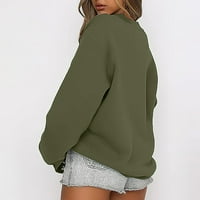FATUOV Zimske pulover dukseve za žene modne čvrste boje posade izrez s dugim rukavima labav fit zelene
