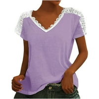 Buigttklop Nema granica Ženske vrhove Clearence Casual V-izrez Luk majica s kratkim rukavima Torp Purple