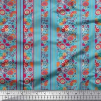 Soimoi Japan Crepe Satin Tkanina pruga, lišće i cvjetna ukrasna ispis tkanina od dvorišta široko