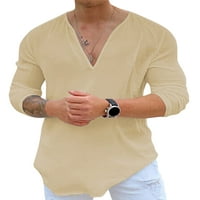 Muška ležerna majica, pune boje dugih rukava V izrez Majice labavi vrhovi za proljeće, ljeto i jesen