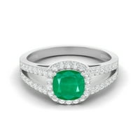 Sterling srebrna 2. CTS jastuk smaragdni pasijans sa akcentima Split Shank Weddin ženski prsten