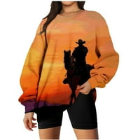 Ženska dukserija za vječni stil konja Vivid 3D Print Dukseri Dugi rukav Tipke Mekani lagani labavi pulover
