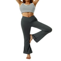 GENUISKIDS yoga hlače za žene Crossover Hlače visokog struka Tummy ControlSolid Color Yoga Flare pantalone