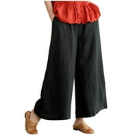 Oalirro ravne hlače za žene pamučne posteljine casual crna širok nogave hlače za žene ljeto m