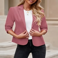 Luvamia Blazer za ženske rukave Blazer Point ovratnik Business casual odijelo Ljetna jakna Slate veličine