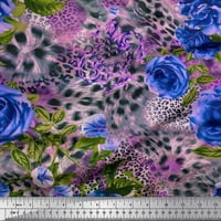 Soimoi plava mahovina Georgette tkanina Leopard koža, lišće i cvjetna tiskana tkanina od dvorišta široka