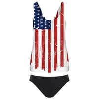 Lovskoo dame 4. jula vrhovi američki zastava bikini setovi za žene Bikinis setovi dnevni list bez rukava
