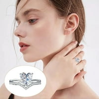 Duhgbne Fashion Love u obliku rinestone zvona Diamond ljubavni prsten elegantno geometrija Rhinestone