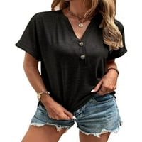 Jedno otvaranje Žene ljetne bluze košulje s kratkim rukavima s kratkim rukavima, zatvarač čvrste labave