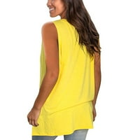 Ženska ljetna casual V-izrez Solid boja bez rukava bez rukava na vrhu vrhova žuta l