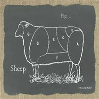 Ovce na Burlap Poster Print Gwendolyn Babbitt