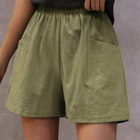 Ženske casual šorcs comfy vučni elastični struk ljetne džepove kratke hlače čista boja hlače salon plaža