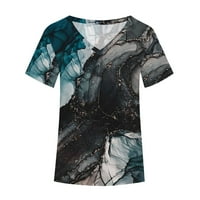TKLPEHG T majice za ženske klike s kratkim rukavima V izrez Majica Mramorni ispis Grafički lagani mekani