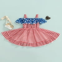 Canrulo Toddler Baby Girl 4. jula Outfit haljina Ljeto van ramena Star Striped Dan neovisnosti Princess