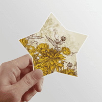 Žuta Chrysanthemum cvjetna zvijezda naljepnica za vinilne automobile označava dekorativne naljepnice